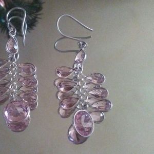 Pink Kunzite 28 cts 925 Sterling Silver Earrings